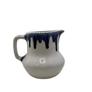 Bar Harbor Pottery Creamer Pitcher White Blue Gray